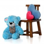 2.5 Feet Huge Blue Teddy Bear with a Bow
